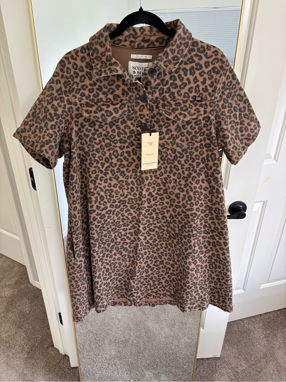 Scotch & Soda Brown Leopard Print Shirt Dress